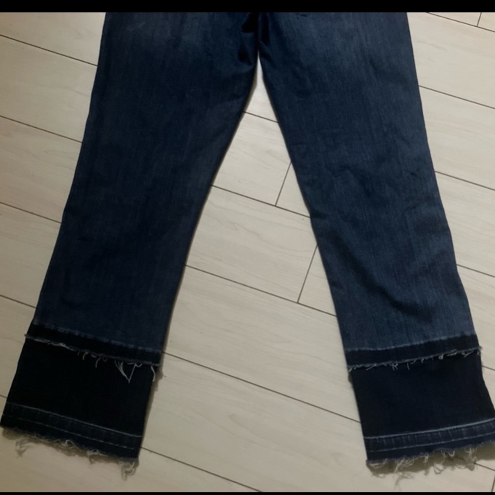 Dual Tone Denim Distressed Ankle Jeans - Picture 3 of 12